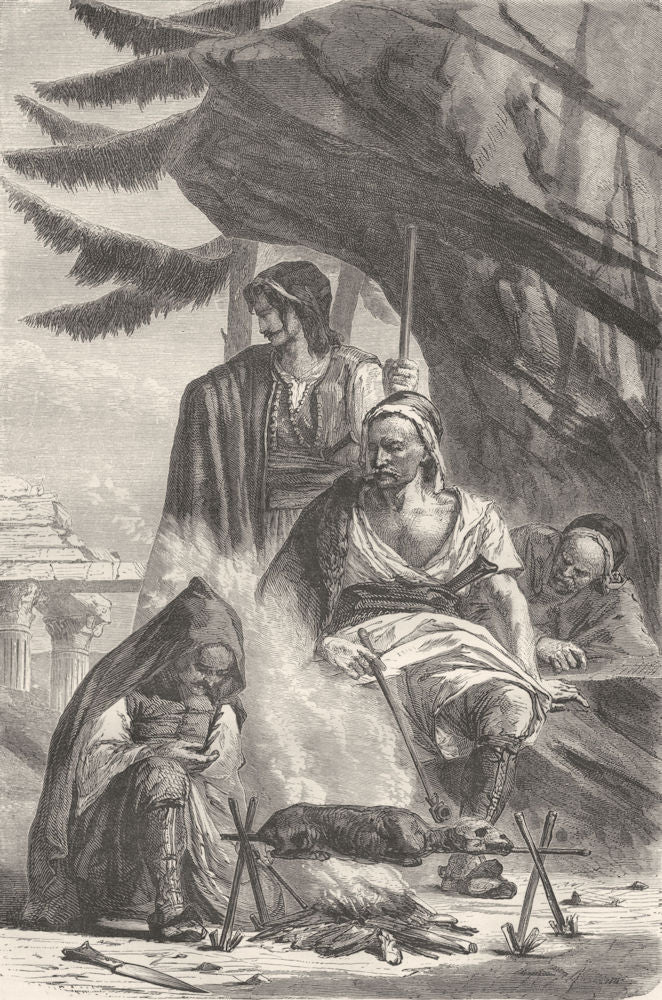 GREECE. Athens. Shepherds 1871 old antique vintage print picture